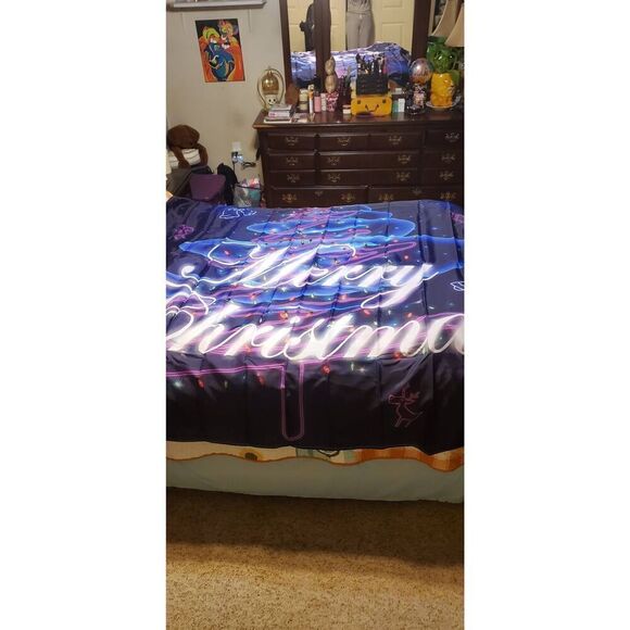 NEW IN PACKAGE MERRY CHRISTMAS SHOWER CURTAIN WITH HOOKS - Picture 1 of 4